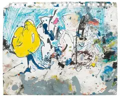 Eddie Martinez, Untitled, 2014, Acrylic paint, marker pen, pastel and enamel on paper