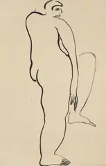 Sanyu, Standing Nude, 1920s-1930s, Ink on paper