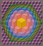 Victor Vasarely, Körkép, 1989, Oil on canvas