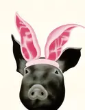 Lyntalo Torii, A Pig Who Wanted to Be a Rabbit, 2006, Oil on canvas, mounted onto board