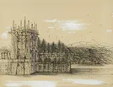 Jean Carzou, Souvenirs de Stresa, 1979, Oil, ink, pen, crayon on paper