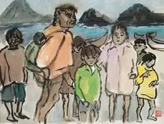 Hung Jui-lin, Life in Lanyu, 1972, Watercolor on paper