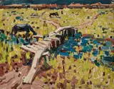 Zhou Chunya, Landscape, 1983, Oil on canvas, mounted onto board