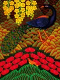 Bhagat Singh, Peacock with Red Lotus, 2009, Acrylic on canvas