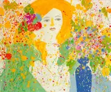 I Have a Peach Flavor Mouth by Walasse Ting, 1975, Acrylic on canvas, sold Jun 2007