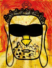Junming Hou, Fertile Man( A Buddha in Love), 2003, Oil on paper, mounted onto board