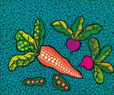 Vegetables by Yayoi Kusama, 1989, Acrylic on canvas, sold May 2010