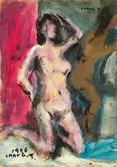 Nude by Chang Wan-chuan, 1976, Oil on cardboard, offered Jun 2015
