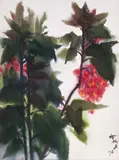 Chinese Flowering Crabapple by Shiy De-jinn, 1976, Watercolor on paper, sold Jun 2013
