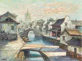 Wu Jitao, Water Town in Suzhou, 1994, Oil on canvas