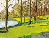 Yoshio Chang, Lakeside Woods; Street Scene
(a set of 2), 1981(upper); 1990(lower), Oil on canvas