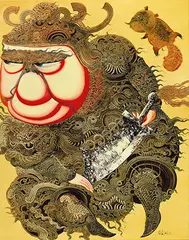 Chen Liu, Red-Faced Door-Gods (diptych), 2007, Oil on canvas