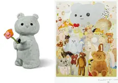 Tomoko Nagai, Bear ; Big Bear  ( a set of 2), 2018; 2020, Ceramic, fabric, edition no. 26/30 ; Screenprint, edition of  25