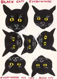David Shrigley, Black Cats, 2021, Screen print in colors, ed. 51/125