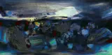 Lueur de l'horizon (Composition in Blue) by Chu Teh-chun, 1998, Oil on canvas, sold Nov 2010
