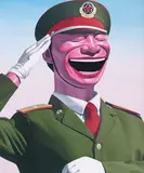 Yue Minjun, Salute, 2005, Oil on canvas