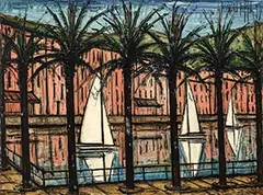 Bernard Buffet, Le Port de Beaulieu, 1957, Oil on canvas