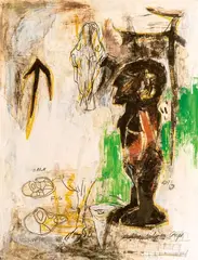 Chihung Yang, Meeting the Remarkable Man, 1986, Mixed media on paper