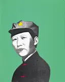 Li Shan, Rouge Series - Mao, 2005, Acrylic on canvas, collage