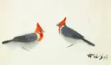 Shiy De-jinn, The Red Crested Bird, 1979, Mounted scroll, ink and color on paper
