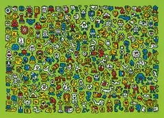 Alien Town by Sam Cox, 2020, Screenprint in colours, on Somerset Satin paper, the full sheet, sold Jul 2021