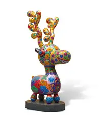 Hung Yi, Formosa Sika Deer, 2019, Baked enamel on granite plate