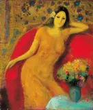 Shen Che-Tsai, Young Girl on a Red Couch