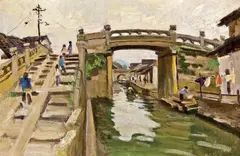 The Bridge of Shaoxing by Qin Xuanfu, Oil on canvas, offered Jun 2010
