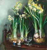 Dai Ze, Narcissus, 1984, Oil on canvas, mounted onto paperboard