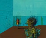 Jean Carzou, La Chambre bleue, 1979, Oil on canvas