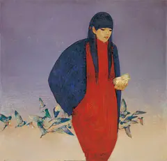 Young Girl-Chasing dreams by Michell Hwang, 1985, Oil on canvas, sold Dec 2008