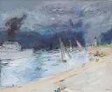 Jean Fusaro, Mystère et Nostalgie, Port de Carbonara, 1991, Oil on canvas