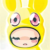 Windy Bunny Baby – Yellow by Hiroyuki Matsuura, 2008, Acrylic on canvas with hologram film, sold Dec 2010