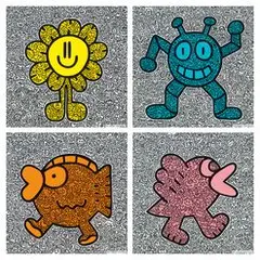 Sam Cox, Yellow Flower; Blue Robot; Orange Fish; Pink Bird(a set of 4), 2019, Screenprint, edition no. 51/100 ; 47/100 ; 35/100 ; 27/100