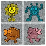Sam Cox, Yellow Flower; Blue Robot; Orange Fish; Pink Bird(a set of 4), 2019, Screenprint, edition no. 51/100 ; 47/100 ; 35/100 ; 27/100