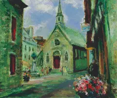 Cathedral, Quebec by Shen Che-Tsai, 1993, Oil on canvas, offered Oct 2003