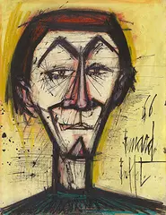 Bernard Buffet, Clown (No. 58 S), 1966, Oil, India ink, pastel and watercolor on paper