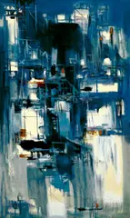 Chua Hu, Iron Bridge and Riverbank, 1974, Oil on canvas