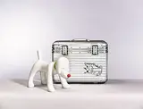 Yoshitomo Nara, Doggy Radio x RIMOWA, 2011, Fiberglass, edition no. 27/200 (radio);<br />aluminium (suitcase)