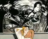 Hwang Jyi, A Man in Front of a Black and White Portrait, 1995-1996, Oil on canvas