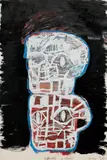 Blockheads for Detroit by Eddie Martinez, 2019, Oil, spray paint, ink, marker and crayon on paper, unique piece, offered Jun 2024