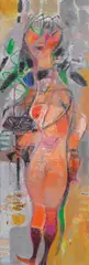 Michell Hwang, Woman with Cat, 1993, Oil on canvas
