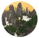 Yao Jui-chung, Brain Landscape: Emerald Ridge, 2014, Oil ink, oil, brain model with gold leaf on canvas mounted on board