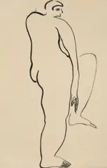 Sanyu, Standing Nude, 1920s-1930s, Ink on paper
