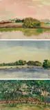 Zhang Chongren, Landscape (a set of 3), 1958, Watercolor on paper