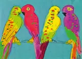 Four Birds by Walasse Ting, 1989, Acrylic on ricepaper, sold Dec 2010