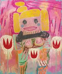 Jamie Girl by Adam Handler, 2018-2020, Oil stick and acrylic on canvas, sold Dec 2020