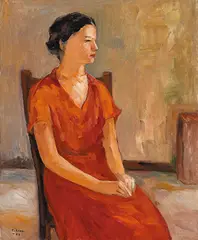 Liu Chi-hsiang, The Sitting Lady, 1982, Oil on canvas