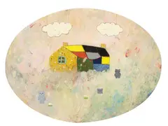 Tomoko Nagai, House of Bears, 2021, Oil and glitter on canvas
