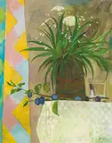 René Genis, Feuillages d'ellebores, Oil on canvas